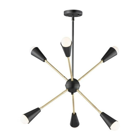 Maxim 11266BKSBR Lovell 6-Light Pendant Black & Satin Brass