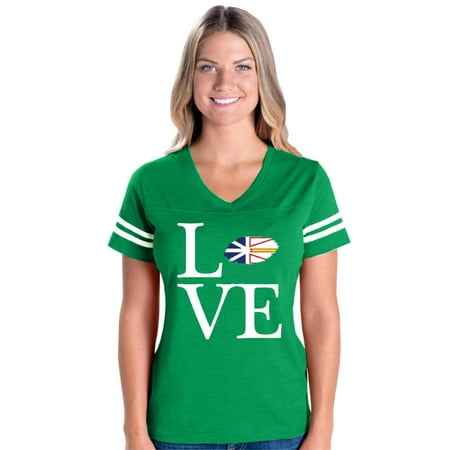 Love Canada Newfoundland and Labrador Womens V-Neck Fine Jersey Tee