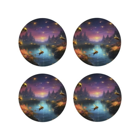 Tideii Magical Bees Twilight River for Leather Coasters 4 Pieces Anti-fouling and Anti-scalding Decorative Coasters Suitable for Restaurants Kitchens Coffee Shops-Round Shape
Tideii Magical Bees Twilight River for Leather Coasters 4 Pieces Anti-fouling and Anti-scalding Decorative Coasters Suitable for Restaurants Kitchens Coffee Shops-Round Shape