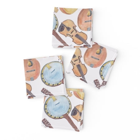 Cocktail Napkins Violin Instruments Guitar Mandolin Banjo Ukulele Set of 4