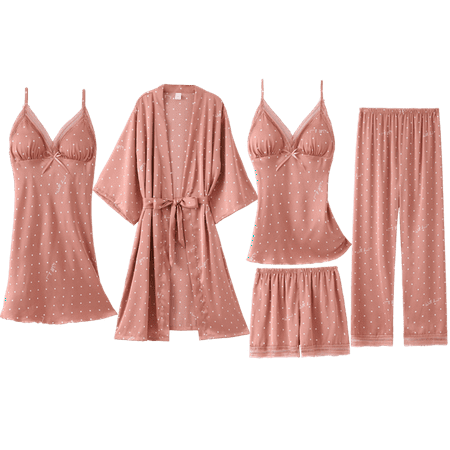 PIKADINGNIS 5PCS Robe&gown Set Women Lace Trim Satin Sleepwear Pyjamas Summer Bridal Wedding Nightwear Casual Home Wear Kimono Best Friend
PIKADINGNIS 5PCS Robe&gown Set Women Lace Trim Satin Sleepwear Pyjamas Summer Bridal Wedding Nightwear Casual Home Wear Kimono Best Friend