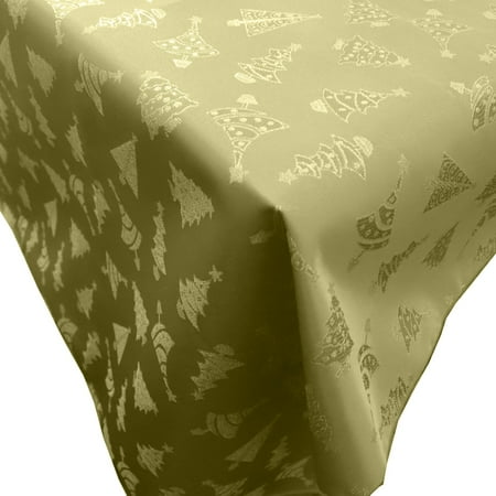 Heavy Brocade Shiny Christmas Tablecloth Christmas Trees Gold