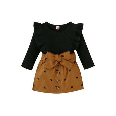 Sunisery 2Pcs Kids Toddler Girls Fall Outfits Long Sleeve Solid Color Ruffle Tops Skirt Valentine s Day Clothes Sets Black 12-18 Months
Sunisery 2Pcs Kids Toddler Girls Fall Outfits Long Sleeve Solid Color Ruffle Tops Skirt Valentine s Day Clothes Sets Black 12-18 Months