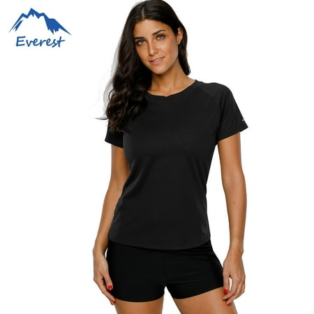 Reactionnx Women Swimwear Plus Size Bikini Cover Up Sun Protection Surfing Shirt Sunscreen Surf Swimsuit Rash Guard, Black