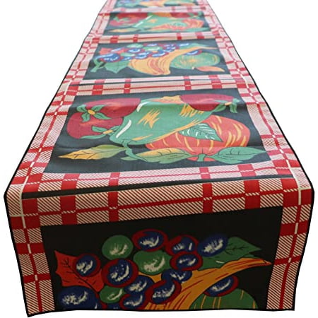 Cotton Print Table Runner Fruits Bundle Black