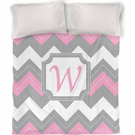 IDG Chevron Monogram Duvet Cover, Pink
