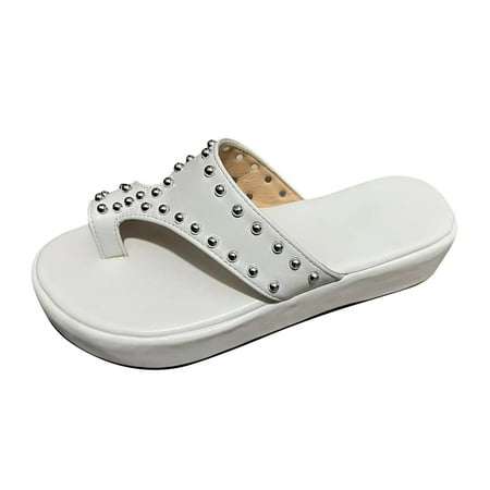 Pedort Sandals Shoes Women Fashion Cute Comfortable Sandals Ladies Elegant Flat Shoes Women Office Sandals Shoes White 37