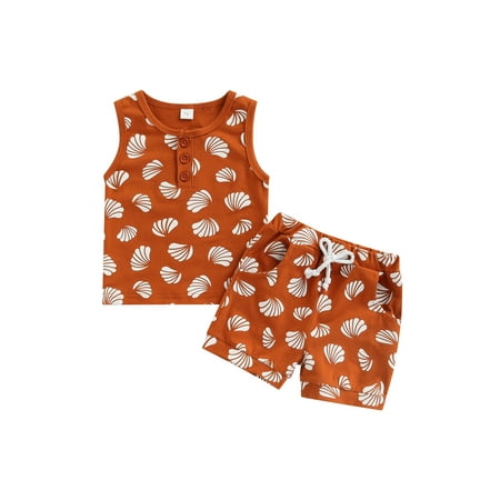 Nokpsedcb Toddler Kid Baby 2PCS Outfits Shell Printed Sleeveless Button Tank Tops Elastic Waist Side Pockets Shorts Set Caramel 12-18 Months
Nokpsedcb Toddler Kid Baby 2PCS Outfits Shell Printed Sleeveless Button Tank Tops Elastic Waist Side Pockets Shorts Set Caramel 12-18 Months