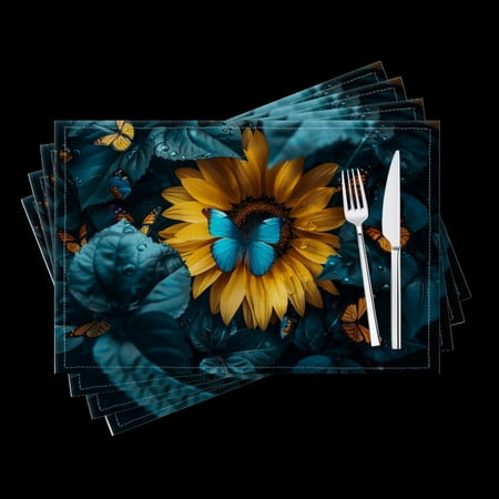 BaHomeck placemats Set of 4 Sunflowers Surrounded By Butterflies Cotton Linen rectangle Placemats for Kitchen Dining Table Indoor Outdoor 18*12inch
BaHomeck placemats Set of 4 Sunflowers Surrounded By Butterflies Cotton Linen rectangle Placemats for Kitchen Dining Table Indoor Outdoor 18*12inch