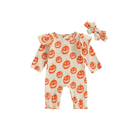 Qtinghua Newborn Baby Girls Casual Romper Long Sleeve Pumpkin Print Jumpsuit with Headband Orange 3-6 Months
Qtinghua Newborn Baby Girls Casual Romper Long Sleeve Pumpkin Print Jumpsuit with Headband Orange 3-6 Months