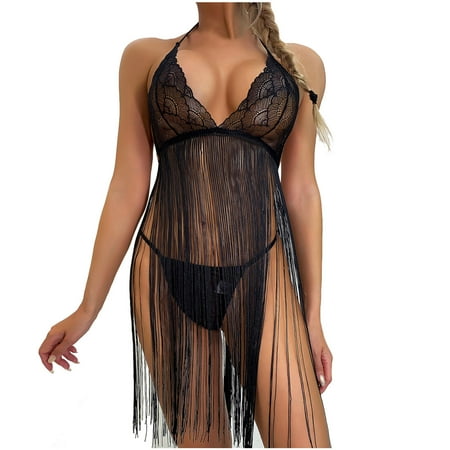 KEJIG High Quality V-neck Hanging Neck Lace Up Backless Sexy Lace Tassel Sling Nightdress Set
KEJIG High Quality V-neck Hanging Neck Lace Up Backless Sexy Lace Tassel Sling Nightdress Set