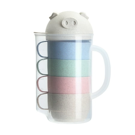 NUOLUX 5PCS/1Set Wheat Straw Cold Water Kettle with Cups Clear Plastic Pitcher with Cartoon Pig Design Lid for Coffee Iced Tea Juice Lemonade Beverage
NUOLUX 5PCS/1Set Wheat Straw Cold Water Kettle with Cups Clear Plastic Pitcher with Cartoon Pig Design Lid for Coffee Iced Tea Juice Lemonade Beverage