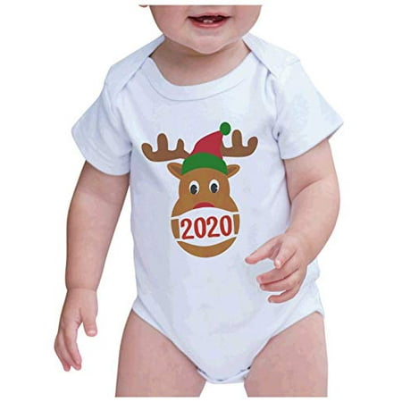 7 ate 9 Apparel Kid s Funny Masked Reindeer Christmas Onepiece White