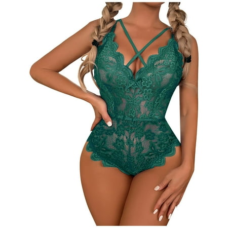 BIZIZA Women s Teddy Sexy Lingerie Lace Bodysuit One Piece Strappy V Neck Babydoll Green S
BIZIZA Women s Teddy Sexy Lingerie Lace Bodysuit One Piece Strappy V Neck Babydoll Green S