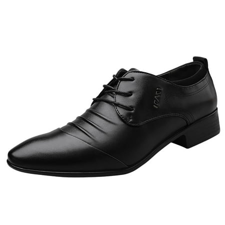 

TOWED22 Men s Leather Shoes Casual Oxford Lace up Business Classic Comfortable Driving Office Walking British Fashion(Black 41)