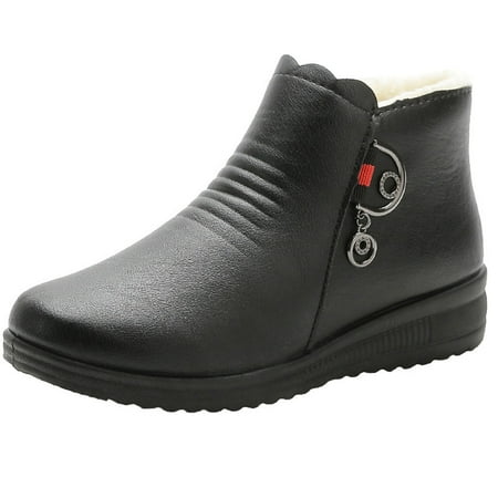 Warm Flat Ankle Boots Women s Winter Sonw Boots Fuax Fur Liner Soft Sole PU Leather Booties Shoes
Warm Flat Ankle Boots Women s Winter Sonw Boots Fuax Fur Liner Soft Sole PU Leather Booties Shoes