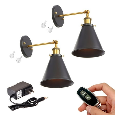 FSLiving Wall Sconce with Rechargeable Battery Operated LED Picture Lights with Remote Cordless Bronze Socket Black Iron Shade Customizable Adjustable Wall lamp for Hallway Kitchen No Drilling-2 Pack
FSLiving Wall Sconce with Rechargeable Battery Operated LED Picture Lights with Remote Cordless Bronze Socket Black Iron Shade Customizable Adjustable Wall lamp for Hallway Kitchen No Drilling-2 Pack