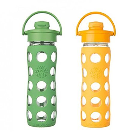 2-Pack Lifefactory 16-Ounce Flip Cap Beverage Bottles (Collegiate Yellow and Grass Green)