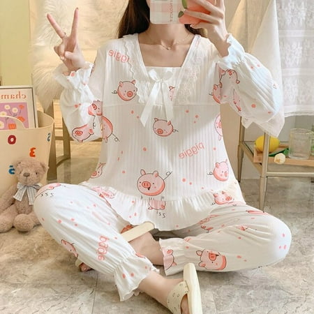 CoCopeaunt Pajamas womens suit autumn and winter two-piece suit sweet and lovely princess style can be worn out in home clothes
CoCopeaunt Pajamas womens suit autumn and winter two-piece suit sweet and lovely princess style can be worn out in home clothes