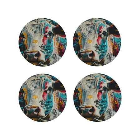 Honeii Colorful Graffiti Cow Print Leather Coaster Set of 4 Ideal for Safeguarding Your Furniture from Drinks Spills and Effortless Cleanup-Round Shape
Honeii Colorful Graffiti Cow Print Leather Coaster Set of 4 Ideal for Safeguarding Your Furniture from Drinks Spills and Effortless Cleanup-Round Shape