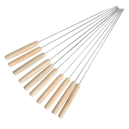 Veki Sign Outdoor Drill Steel Tool 10PCS Sign Stainless RoundWood Barbecue Steel Kitchen,Dining & Bar Long Camping Fork