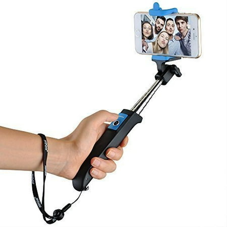 Mpow iSnap Y One-piece Portable Self-portrait Monopod Extendable Selfie Stick with built-in Bluetooth Remote Shutter for iPhone 6 and more-Blue