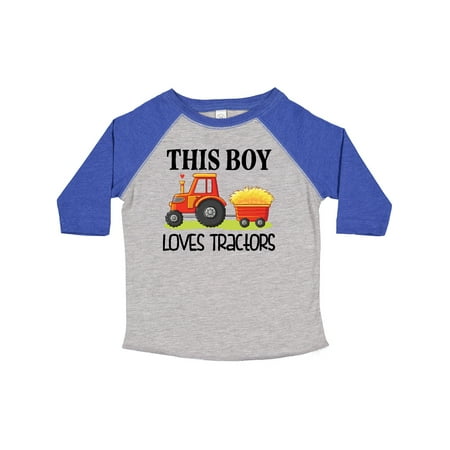 Inktastic Farming Cute Boy Loves Tractors Gift Toddler Boy Girl T-Shirt
