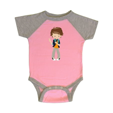 Inktastic Rock Boy Brown Hair Band Singer Microphone Gift Baby Boy Bodysuit