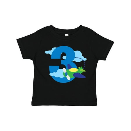 Inktastic 3rd Birthday Airplane Pilot Gift Toddler Boy Girl T-Shirt