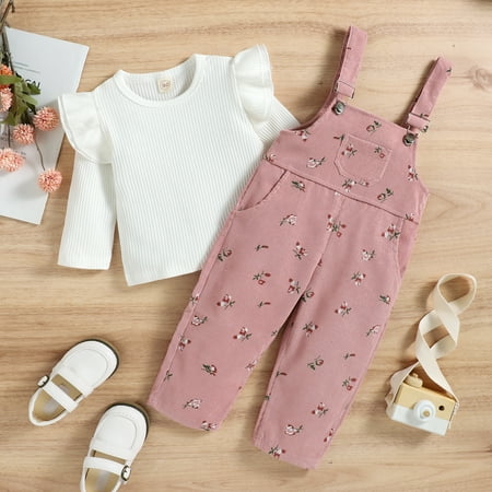 HESHENG Toddler Baby Girls 2Pcs Fall Outfits Long Sleeve Ribbed Knit Ruffle T-Shirt Tops + Suspender Pants Overalls Set 6-12M
HESHENG Toddler Baby Girls 2Pcs Fall Outfits Long Sleeve Ribbed Knit Ruffle T-Shirt Tops + Suspender Pants Overalls Set 6-12M