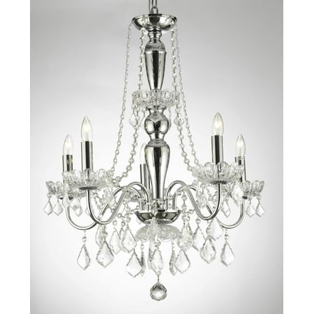 5 Light Chrome Crystal Plug In Chandelier