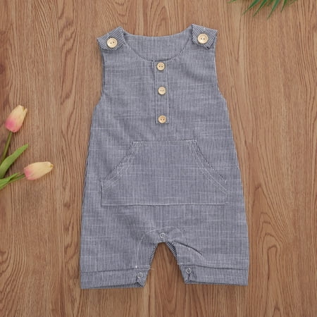 Tregren Newborn Infant Baby Boy Sleeveless Romper Striped Button Bodysuit Cotton Linen Jumpsuit One-Piece Outfit Clothes
Tregren Newborn Infant Baby Boy Sleeveless Romper Striped Button Bodysuit Cotton Linen Jumpsuit One-Piece Outfit Clothes