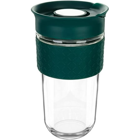 Reusable Coffee Cup 18 Oz Clear Glass Travel Mug with Flip-open Lid 100% BPA Free Microwave Safe Anti-slip Silicone Sleeve (Blackish Green)
Reusable Coffee Cup 18 Oz Clear Glass Travel Mug with Flip-open Lid 100% BPA Free Microwave Safe Anti-slip Silicone Sleeve (Blackish Green)