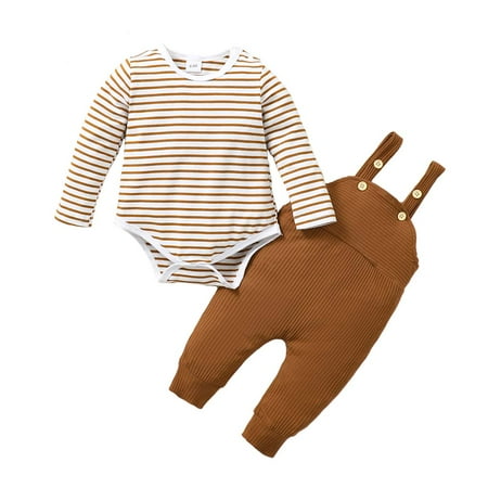 Kucnuzki 18 Months Newborn Baby Boy Winter Outfits Pants Sets 24 Months Long Sleeve Stripe Prints Romper Suspender Back Cross Pants 2PCS Set Brown
Kucnuzki 18 Months Newborn Baby Boy Winter Outfits Pants Sets 24 Months Long Sleeve Stripe Prints Romper Suspender Back Cross Pants 2PCS Set Brown