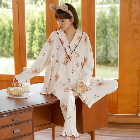 DanceeMangoo Women Cotton Cute Kimono Pajamas Set Long Sleeve Pant Soft Home Clothes Printing Soft Sleepwear Loungewear Womens Set Pyjamas
DanceeMangoo Women Cotton Cute Kimono Pajamas Set Long Sleeve Pant Soft Home Clothes Printing Soft Sleepwear Loungewear Womens Set Pyjamas