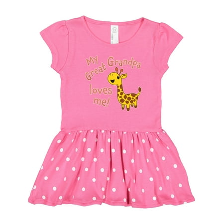 Inktastic My Great Grandpa Loves Me- Cute Giraffe Gift Toddler Girl Dress