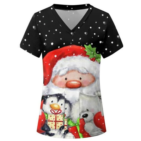 Bomotoo Casual Loose Tops Shirts for Womens Short Sleeve V Neck Scrub Tops T-Shirts Christmas Print Nursing Workwear with Pockets
Bomotoo Casual Loose Tops Shirts for Womens Short Sleeve V Neck Scrub Tops T-Shirts Christmas Print Nursing Workwear with Pockets
