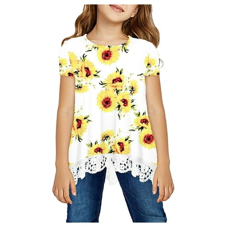 T-shirt Short Baby Tops Sleeve Printed Sunflower Girls Toddler Lace Leopard Girls Tops
T-shirt Short Baby Tops Sleeve Printed Sunflower Girls Toddler Lace Leopard Girls Tops