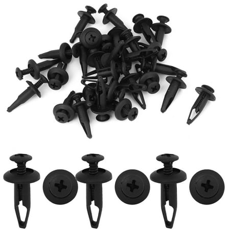 

Unique Bargains 30Pcs Van Truck Car 6.3mm Door Panel Black Plastic Rivets Retainer Clips for Car