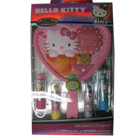 Hello Kitty Girls Character Design Lip Balm Hand Mirror Cosmetic Set