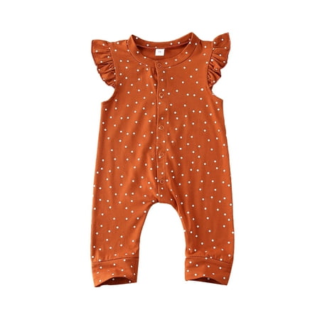 IZhansean Mubineo Infant Baby Girl Summer Polka Dots Ruffle Sleeveless Rompers Jumpsuit Outfits Brown 9-12 Months
IZhansean Mubineo Infant Baby Girl Summer Polka Dots Ruffle Sleeveless Rompers Jumpsuit Outfits Brown 9-12 Months
