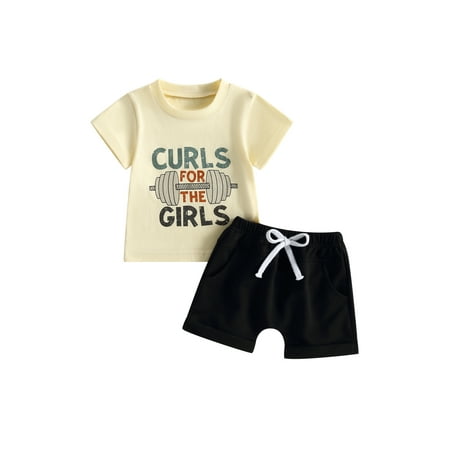 Kids Baby Boys Summer Outfits Set Short Sleeve Barbell Letters Print T-shirt with Shorts Summer Clothes Suit
Kids Baby Boys Summer Outfits Set Short Sleeve Barbell Letters Print T-shirt with Shorts Summer Clothes Suit