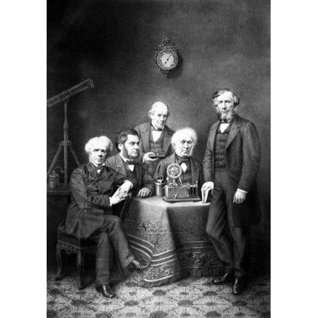 Famous Scientists Nfictitious Group Portrait Of Famous British Scientists Michael Faraday Thomas Henry Huxley Charles Wheatstone David Brewster And John Tyndall Lithograph 19Th Century Rolled Canvas A