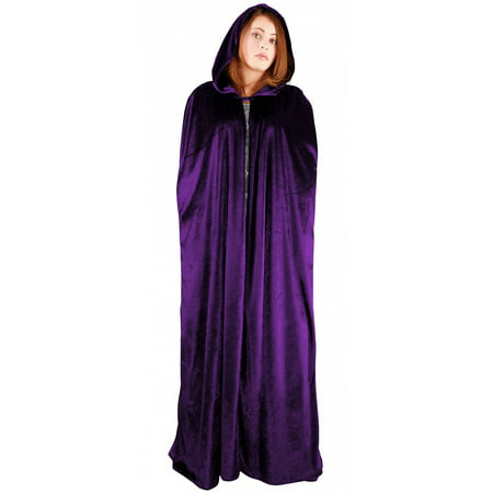 Full Length Velvet Hooded Cape/Cloak Adult Costume Purple