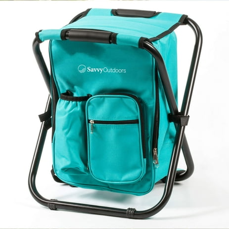 One Savvy Girl Ultralight Backpack Cooler Chair - Compact Lightweight and Portable Folding Stool - Perfect for Outdoor Events, Travel, Hiking, Camping, Tailgating, Beach, Parades & More
