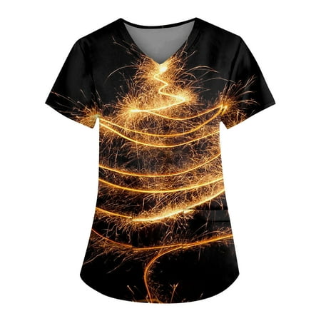 Ovticza Women Scrubs for Christmas Print with Pockets V Neck Xmas Nursing Short Sleeve Uniform Plus Size Womens Christmas Scrub Jacket Gold M
Ovticza Women Scrubs for Christmas Print with Pockets V Neck Xmas Nursing Short Sleeve Uniform Plus Size Womens Christmas Scrub Jacket Gold M