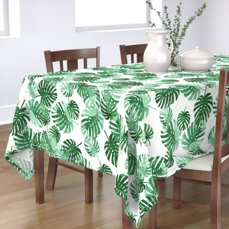 Tablecloth Green Palm Tree Tropical Botanical Decor Leaf Beach Cotton Sateen
