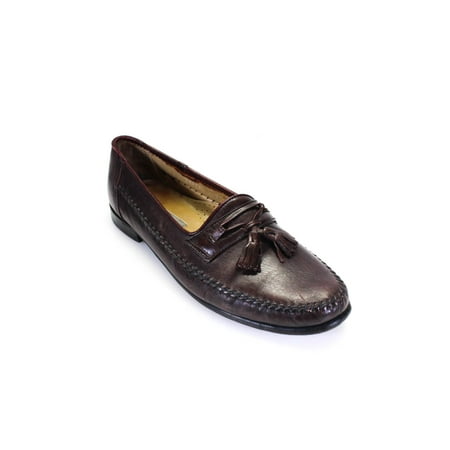 Pre-owned|Bruno Magli Mens Leather Oxfords Slip On Loafers Brown Size 9