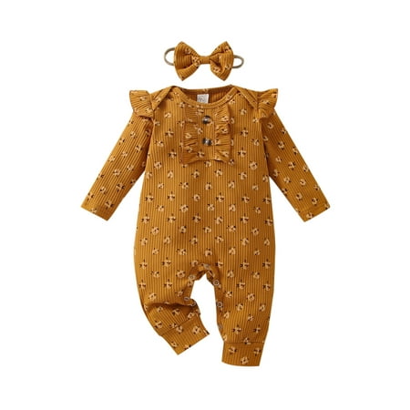 jaweiw Newborn Girl Romper Outfits Long Sleeve Floral Printed Ruffles Decor O-Neck Overalls + Bow-Knot Headband Set Size 0 6 12 18 24 M
jaweiw Newborn Girl Romper Outfits Long Sleeve Floral Printed Ruffles Decor O-Neck Overalls + Bow-Knot Headband Set Size 0 6 12 18 24 M