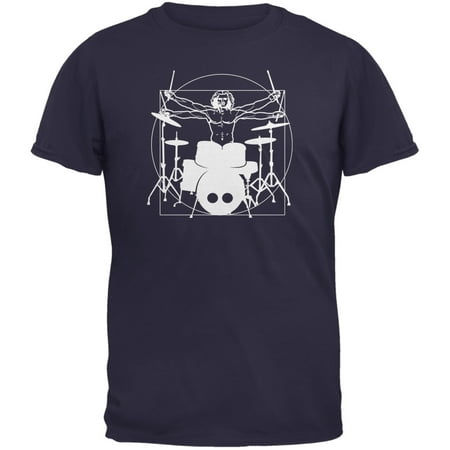 Vitruvian Man Drummer Navy Adult T-Shirt